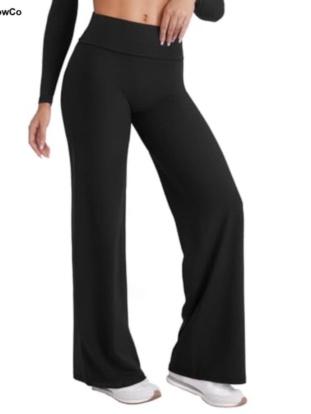 Straight Leg Fold Over Yoga Pants with 4-Way Stretch